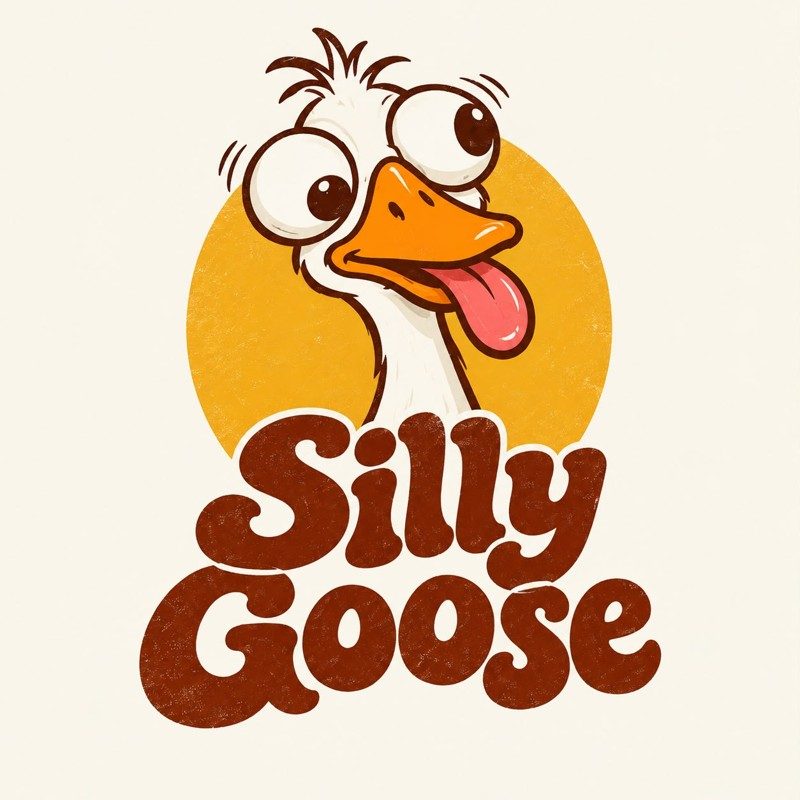 Silly Goose logo: a goggle eyed goose sticking its tongue out above the words Silly Goose